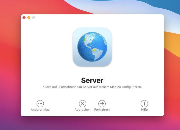 Apple OSX Big Sur - Server-Start